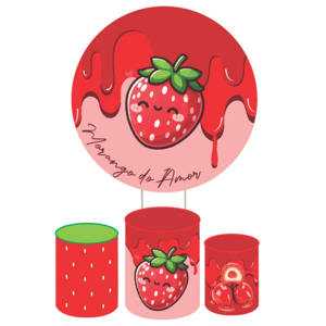 KIT CAPA PAINEL REDONDO E CILÍNDROS MORANGO DO AMOR | TECIDO PREMIUM  | VÁRIOS MODELOS.