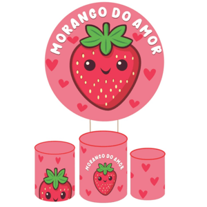 KIT CAPA PAINEL REDONDO E CILÍNDROS MORANGO DO AMOR | TECIDO PREMIUM  | VÁRIOS MODELOS.