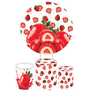 KIT CAPA PAINEL REDONDO E CILÍNDROS MORANGO DO AMOR | TECIDO PREMIUM  | VÁRIOS MODELOS.