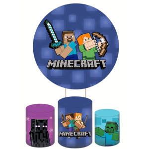 KIT CAPA PAINEL REDONDO E CILÍNDROS MINECRAFT | TECIDO PREMIUM  | VÁRIOS MODELOS.