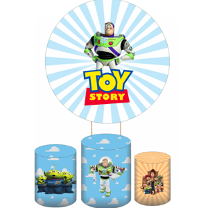 KIT CAPA PAINEL REDONDO E CILÍNDROS TOY STORY | TECIDO PREMIUM  | VÁRIOS MODELOS.