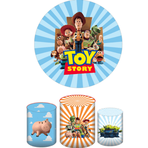 KIT CAPA PAINEL REDONDO E CILÍNDROS TOY STORY | TECIDO PREMIUM  | VÁRIOS MODELOS.