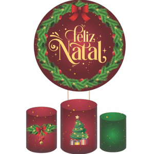 KIT CAPA PAINEL REDONDO E CILÍNDROS NATAL | TECIDO PREMIUM  | VÁRIOS MODELOS.