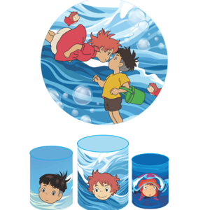 KIT CAPA PAINEL REDONDO E CILÍNDROS STUDIO GHIBLI | TECIDO PREMIUM  | VÁRIOS MODELOS.