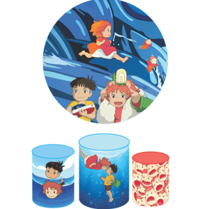 KIT CAPA PAINEL REDONDO E CILÍNDROS STUDIO GHIBLI | TECIDO PREMIUM  | VÁRIOS MODELOS.