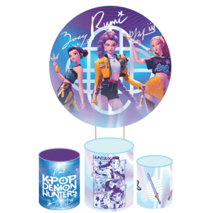 KIT CAPA PAINEL REDONDO E CILÍNDROS GUERREIRAS DO KPOP | TECIDO PREMIUM  | VÁRIOS MODELOS.