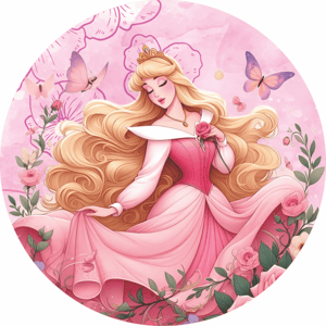 CAPA PAINEL REDONDO PRINCESA BELA ADORMECIDA AURORA | TECIDO PREMIUM  | VÁRIOS MODELOS - 1.50X1.50M E 50X50CM