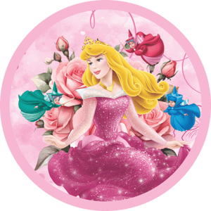 CAPA PAINEL REDONDO PRINCESA BELA ADORMECIDA AURORA | TECIDO PREMIUM  | VÁRIOS MODELOS - 1.50X1.50M E 50X50CM