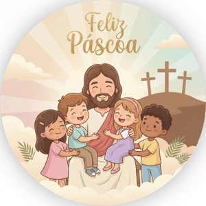 CAPA PAINEL REDONDO PÁSCOA CRISTÃ | TECIDO PREMIUM  | VÁRIOS MODELOS - 1.50X1.50M E 50X50CM