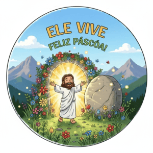 CAPA PAINEL REDONDO PÁSCOA CRISTÃ | TECIDO PREMIUM  | VÁRIOS MODELOS - 1.50X1.50M E 50X50CM