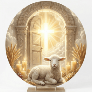 CAPA PAINEL REDONDO PÁSCOA CRISTÃ | TECIDO PREMIUM  | VÁRIOS MODELOS - 1.50X1.50M E 50X50CM