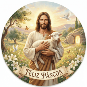 CAPA PAINEL REDONDO PÁSCOA CRISTÃ | TECIDO PREMIUM  | VÁRIOS MODELOS - 1.50X1.50M E 50X50CM