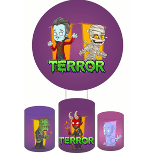 KIT CAPA PAINEL REDONDO E CILÍNDROS HALLOWEEN  | TECIDO PREMIUM  | VÁRIOS MODELOS.