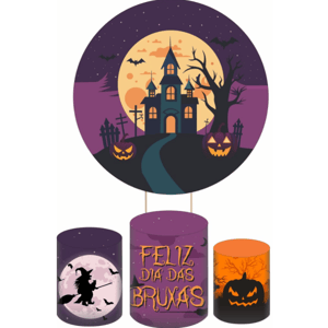 KIT CAPA PAINEL REDONDO E CILÍNDROS HALLOWEEN  | TECIDO PREMIUM  | VÁRIOS MODELOS.