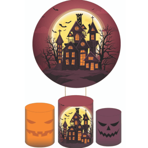 KIT CAPA PAINEL REDONDO E CILÍNDROS HALLOWEEN  | TECIDO PREMIUM  | VÁRIOS MODELOS.