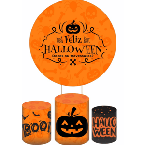 KIT CAPA PAINEL REDONDO E CILÍNDROS HALLOWEEN  | TECIDO PREMIUM  | VÁRIOS MODELOS.