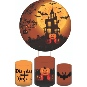 KIT CAPA PAINEL REDONDO E CILÍNDROS HALLOWEEN  | TECIDO PREMIUM  | VÁRIOS MODELOS.