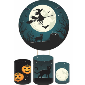KIT CAPA PAINEL REDONDO E CILÍNDROS HALLOWEEN  | TECIDO PREMIUM  | VÁRIOS MODELOS.