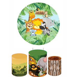 KIT CAPA PAINEL REDONDO E CILÍNDROS SAFARI | TECIDO PREMIUM  | VÁRIOS MODELOS.
