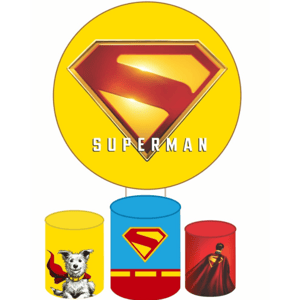 KIT CAPA PAINEL REDONDO E CILÍNDROS SUPERMAN KRIPTO SUPER HOMEM | TECIDO PREMIUM  | VÁRIOS MODELOS.