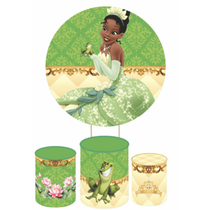 KIT CAPA PAINEL REDONDO E CILÍNDROS PRINCESA TIANA | TECIDO PREMIUM  | VÁRIOS MODELOS.