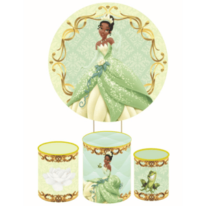 KIT CAPA PAINEL REDONDO E CILÍNDROS PRINCESA TIANA | TECIDO PREMIUM  | VÁRIOS MODELOS.