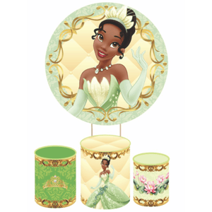 KIT CAPA PAINEL REDONDO E CILÍNDROS PRINCESA TIANA | TECIDO PREMIUM  | VÁRIOS MODELOS.