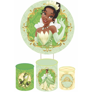 KIT CAPA PAINEL REDONDO E CILÍNDROS PRINCESA TIANA | TECIDO PREMIUM  | VÁRIOS MODELOS.