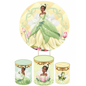 KIT CAPA PAINEL REDONDO E CILÍNDROS PRINCESA TIANA | TECIDO PREMIUM  | VÁRIOS MODELOS.