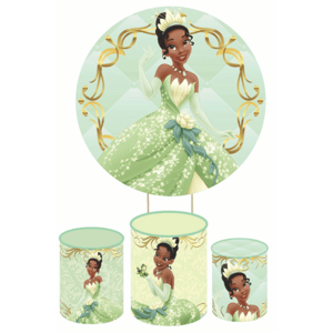 KIT CAPA PAINEL REDONDO E CILÍNDROS PRINCESA TIANA | TECIDO PREMIUM  | VÁRIOS MODELOS.