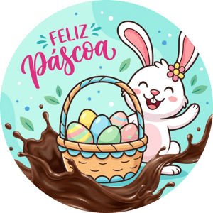 CAPA PAINEL REDONDO PÁSCOA COELHO | TECIDO PREMIUM  | VÁRIOS MODELOS - 1.50X1.50M E 50X50CM