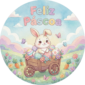 CAPA PAINEL REDONDO PÁSCOA COELHO | TECIDO PREMIUM  | VÁRIOS MODELOS - 1.50X1.50M E 50X50CM