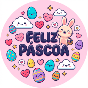 CAPA PAINEL REDONDO PÁSCOA COELHO | TECIDO PREMIUM  | VÁRIOS MODELOS - 1.50X1.50M E 50X50CM