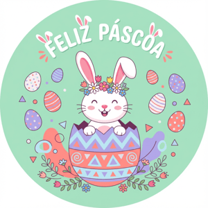 CAPA PAINEL REDONDO PÁSCOA COELHO | TECIDO PREMIUM  | VÁRIOS MODELOS - 1.50X1.50M E 50X50CM