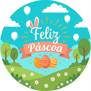 CAPA PAINEL REDONDO PÁSCOA COELHO | TECIDO PREMIUM  | VÁRIOS MODELOS - 1.50X1.50M E 50X50CM