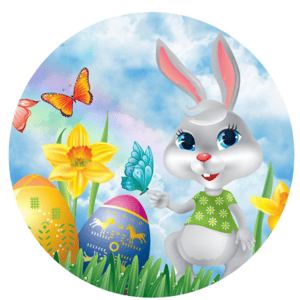 CAPA PAINEL REDONDO PÁSCOA COELHO | TECIDO PREMIUM  | VÁRIOS MODELOS - 1.50X1.50M E 50X50CM