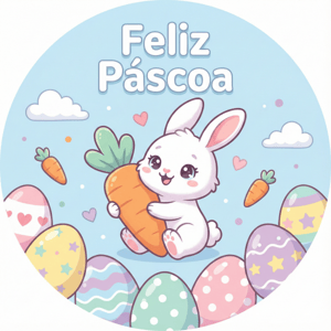 CAPA PAINEL REDONDO PÁSCOA COELHO | TECIDO PREMIUM  | VÁRIOS MODELOS - 1.50X1.50M E 50X50CM