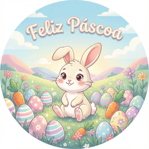 CAPA PAINEL REDONDO PÁSCOA COELHO | TECIDO PREMIUM  | VÁRIOS MODELOS - 1.50X1.50M E 50X50CM