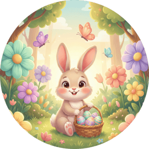 CAPA PAINEL REDONDO PÁSCOA COELHO | TECIDO PREMIUM  | VÁRIOS MODELOS - 1.50X1.50M E 50X50CM