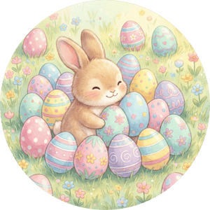 CAPA PAINEL REDONDO PÁSCOA COELHO | TECIDO PREMIUM  | VÁRIOS MODELOS - 1.50X1.50M E 50X50CM