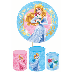 KIT CAPA PAINEL REDONDO E CILÍNDROS PRINCESA BELA ADORMECIDA AURORA | TECIDO PREMIUM  | VÁRIOS MODELOS.