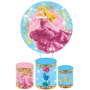 KIT CAPA PAINEL REDONDO E CILÍNDROS PRINCESA BELA ADORMECIDA AURORA | TECIDO PREMIUM  | VÁRIOS MODELOS.
