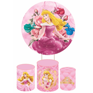 KIT CAPA PAINEL REDONDO E CILÍNDROS PRINCESA BELA ADORMECIDA AURORA | TECIDO PREMIUM  | VÁRIOS MODELOS.