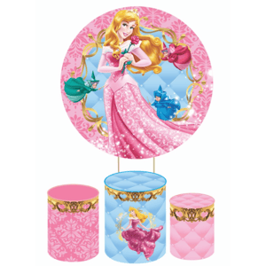 KIT CAPA PAINEL REDONDO E CILÍNDROS PRINCESA BELA ADORMECIDA AURORA | TECIDO PREMIUM  | VÁRIOS MODELOS.