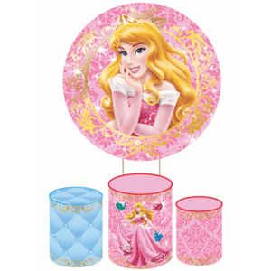 KIT CAPA PAINEL REDONDO E CILÍNDROS PRINCESA BELA ADORMECIDA AURORA | TECIDO PREMIUM  | VÁRIOS MODELOS.