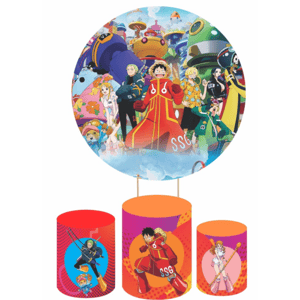 KIT CAPA PAINEL REDONDO E CILÍNDROS ANIME ONE PIECE | TECIDO PREMIUM  | VÁRIOS MODELOS.