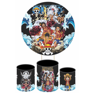 KIT CAPA PAINEL REDONDO E CILÍNDROS ANIME ONE PIECE | TECIDO PREMIUM  | VÁRIOS MODELOS.