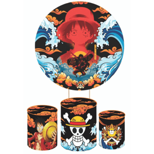 KIT CAPA PAINEL REDONDO E CILÍNDROS ANIME ONE PIECE | TECIDO PREMIUM  | VÁRIOS MODELOS.