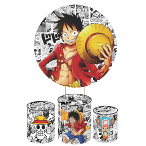 KIT CAPA PAINEL REDONDO E CILÍNDROS ANIME ONE PIECE | TECIDO PREMIUM  | VÁRIOS MODELOS.