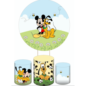 KIT CAPA PAINEL REDONDO E CILÍNDROS MICKEY | TECIDO PREMIUM  | VÁRIOS MODELOS.